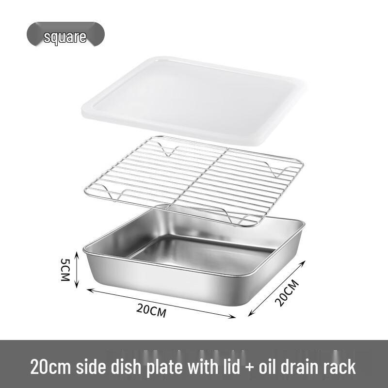 

Stainless Steel Deep Serving Tray Set with Lid and Rack