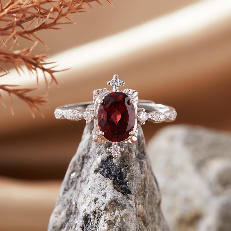 Natural Amethyst Citrine Colored Treasure Ring Women'S S925 Sterling Silver Index Finger Ring Xiaohongshu Earrings