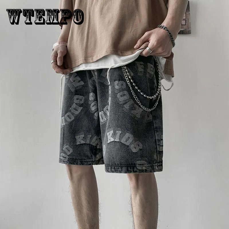 

Джинсовые шорты High Street Ретро Стиль Мужские летние свободные брюки с пятью точками