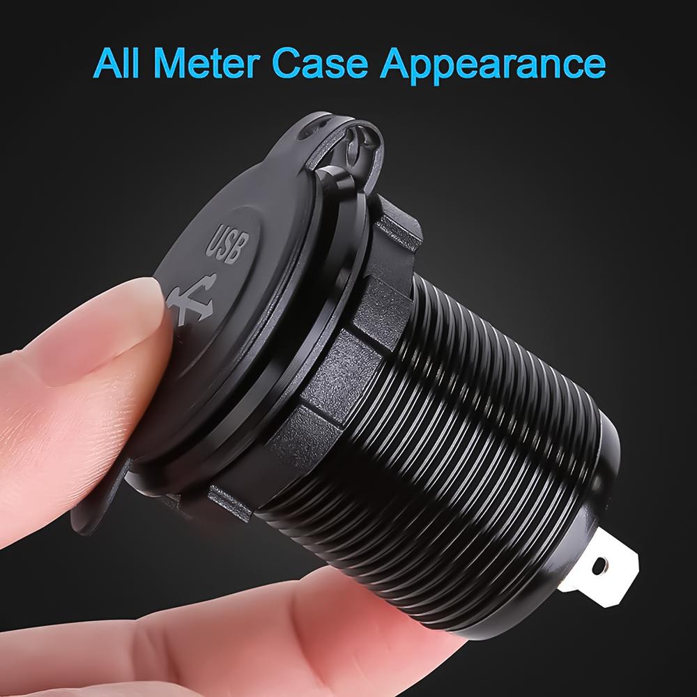 Car USB Charger Socket Metal 60W Cars Accessories 12/24V USB Outlet PD USB-C & Two QC3.0 Ports Touch Switch for Boat Marine