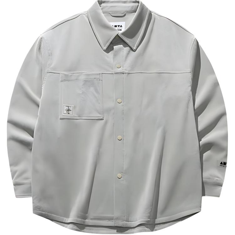 

Anta Sports Lifestyle Series Polo Casual Simple Loose Solid Color Long Sleeve Shirt Unisex shirts Mushroom-Gray 172518101-1 L