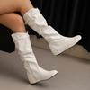 Yellow Wine Red Women Mid Calf Boots Med Wedge Heel Big Size 50