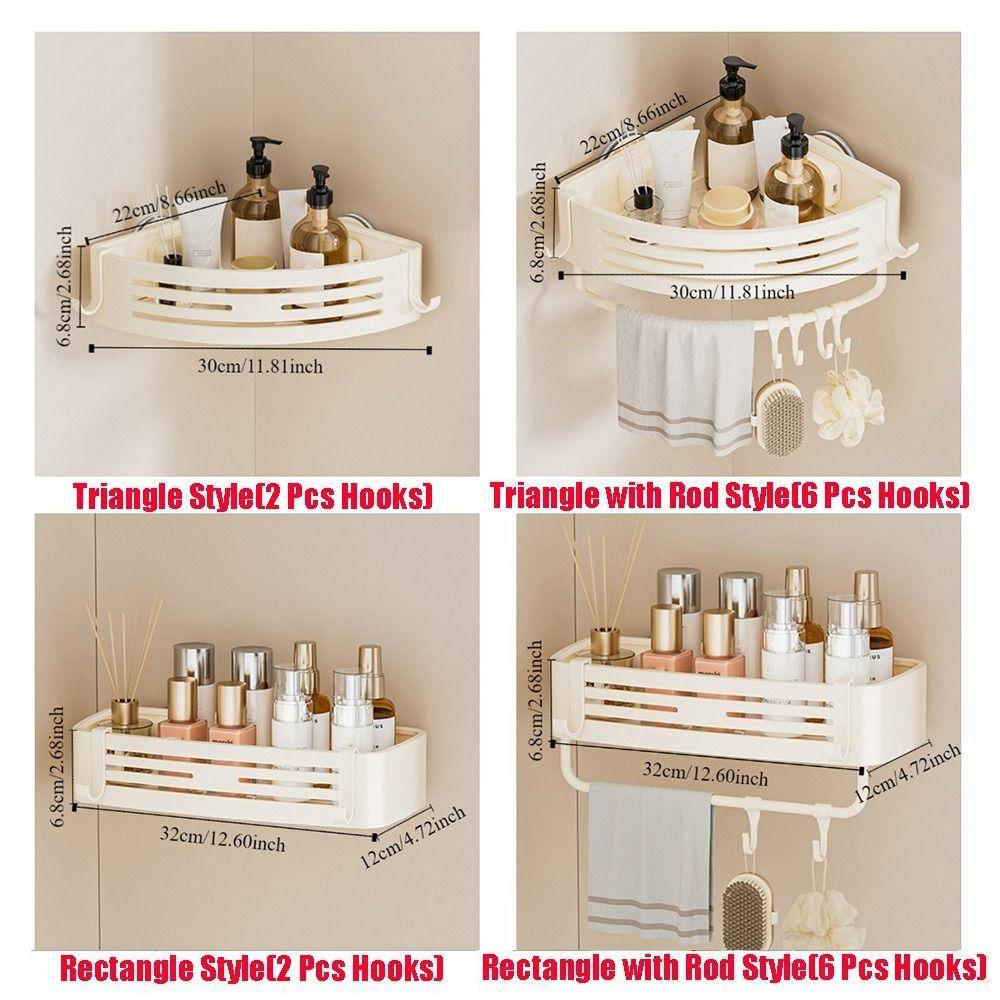 Practical Shower Storage Rack Triangle Corner Shower Rack Suction Cup Bathroom Shelves  Household
