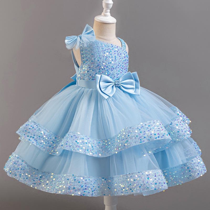 Sequin Fluffy Mesh Princess Dress for Baby Girls - One-Year-Old Banquet/Evening Attire