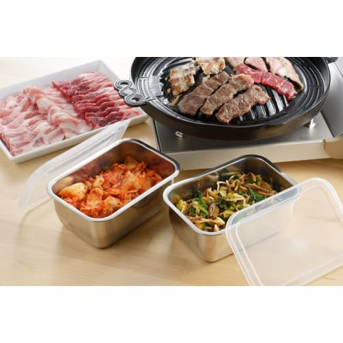 Set of 2 Stainless Steel Storage Containers with Lids 1214797