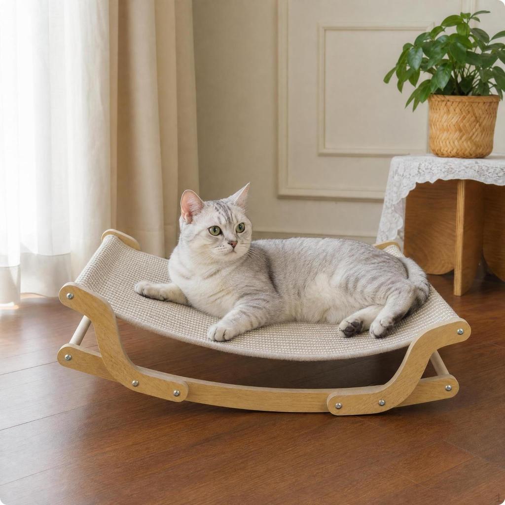 Katzen Schaukelbett Korbgeflecht Holz Wiege Massivholz Einfach