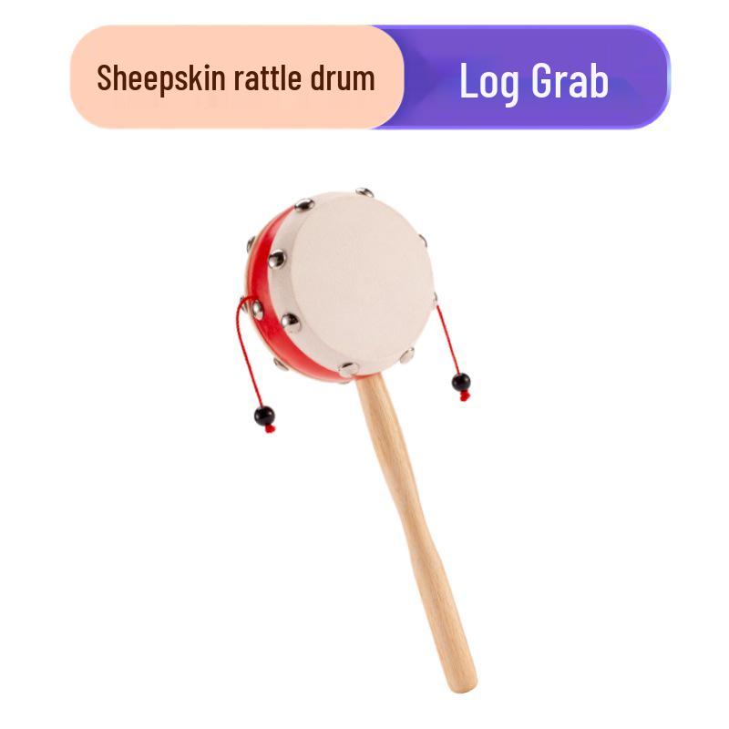 Деревянная погремушка из овчины, ручной волновой барабан для новорожденных и малышей