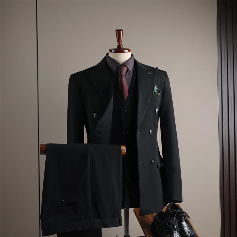 Men's High-End Slim-Fit Suit Set: Business Formal, Groomsman, Wedding Groom's Wear, Wrinkle-Resistant Jacket