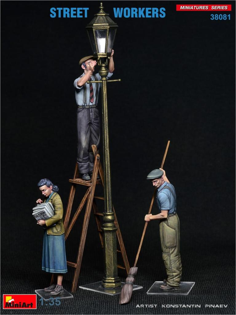 MiniArt Street Workers Figure Set Figures Plastic Model Kit MA38081 1/35 (3 Included)