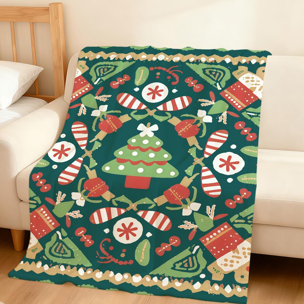 Christmas tree reindeer fashion art Flannel soft warm plush blanket sofa living room pet hogar bedroom gift home Car portable