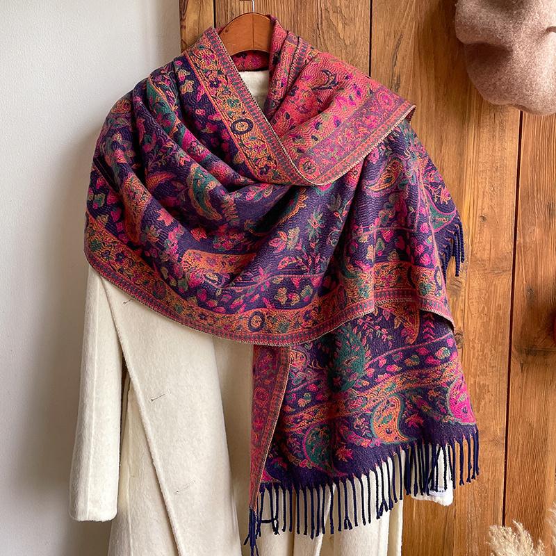 

Модный роскошный брендовый зимний шарф-пончо для женщин, большой платок из пашмины, хиджаб, платок-эшарп, дизайн женской накидки на голову, платки