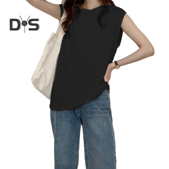 Women Summer T-shirt Round Neck Cap Sleeve Solid Color Tee Shirt Solid Color Loose Fit Casual Tops Daily Wear