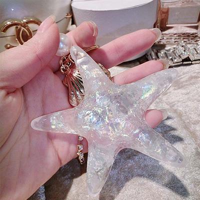 Women Crystal Shell Accessories Starfish Pearl Key Ring Shell Keychain Starfish Keychain Key Chains