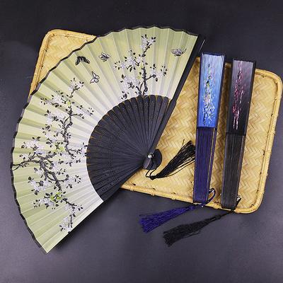 Bambus Chinesischer Japanischer Faltfächer Quaste Elegant Weiblicher Fächer Vintage Stil Faltfächer Seiden Handfächer Party Geschenke Kunsthandwerk