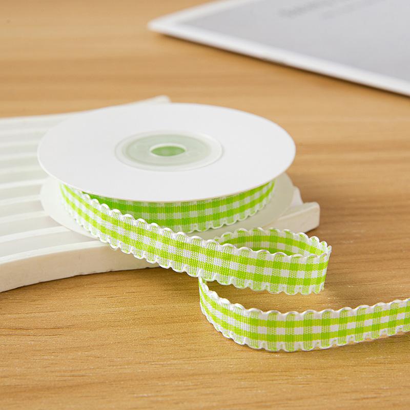 10yards/Roll Wave Edge Candy-Colored Plaid Ribbon 1CM Lace Checkered DIY Hair Accessories Gift Cake Box Decor Bouquet Bow