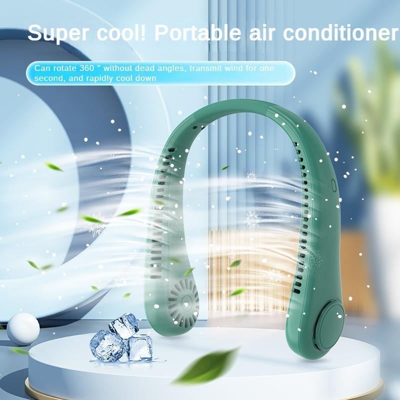 7W Silicone Neck Hanging Fan Portable Silent Bladeless Fan High Wind USB Cooling Fan 200*250mm