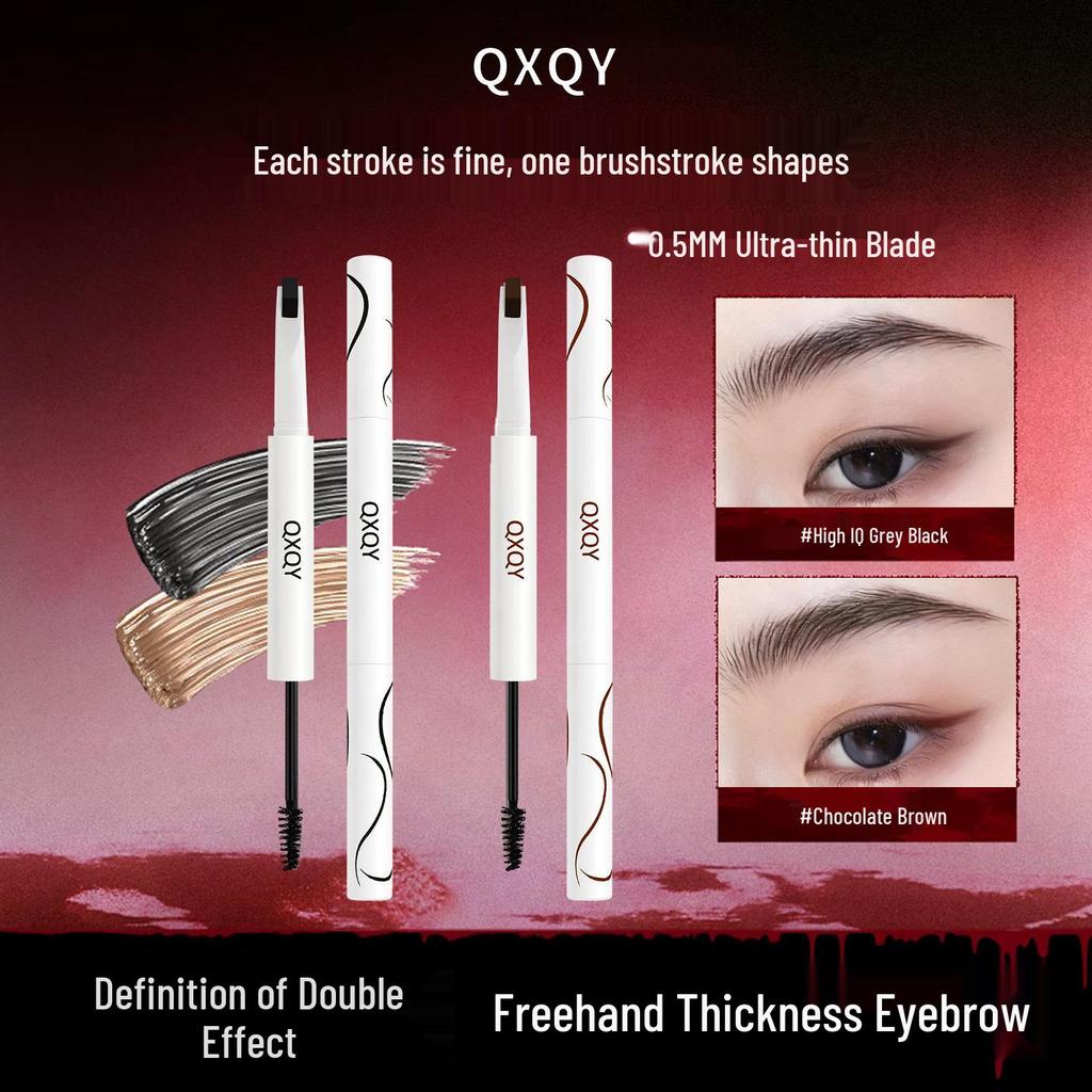 QXQY Agile Dual Brow Pencil & Tinted Mascara - Waterproof, Sweatproof, Long-Lasting, Smudge-Proof for Natural Wild Brows.