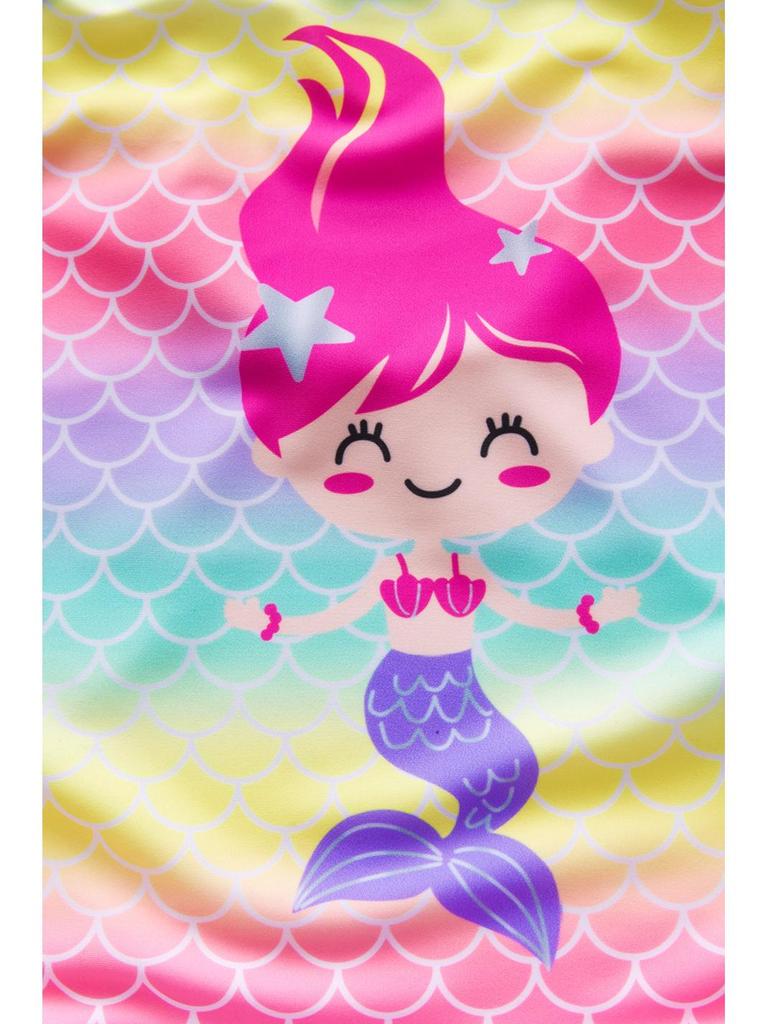 Colorful Gradient Mermaid One-Piece Swimsuit for Girls