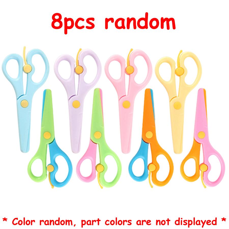 

8/16pcs Safety Scissors Plastic Anti-Pinch Craft Scissors Paper Office Cuttings Scissors Paper Cuttings Art Handmade DIY Tools
