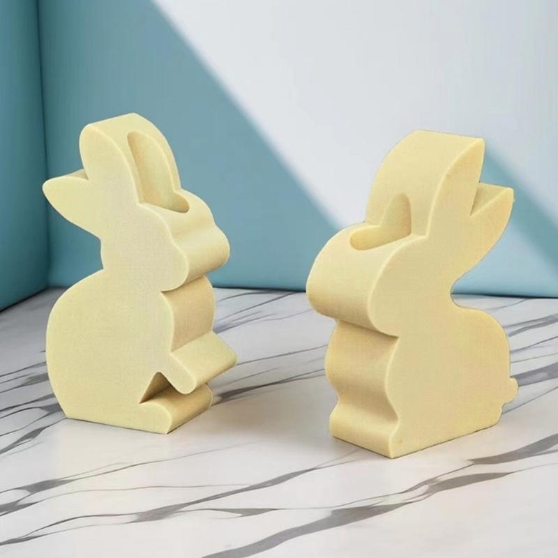 Rabbit Candlestick Silicone Mold Gypsum Plaster Mold Easter Candle Holder Molds for DIY Jewelry Organizer Home Decor