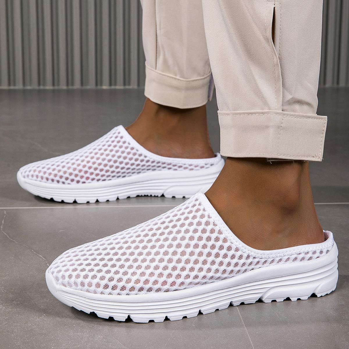 

One pedal lazy bag head half slippers women wear summer mesh women walk cool slippers large size comfortable sports half 47