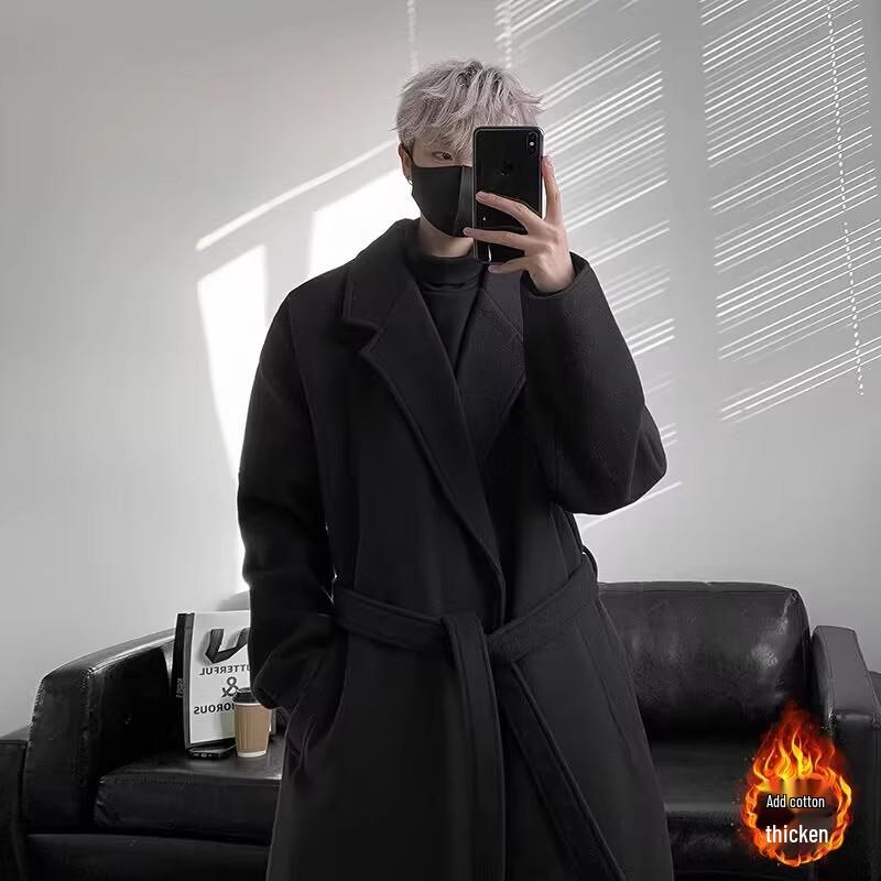 Men's Single-Breasted Wool Trench Coat - British Style Long Overcoat for Spring, Autumn, and Winter