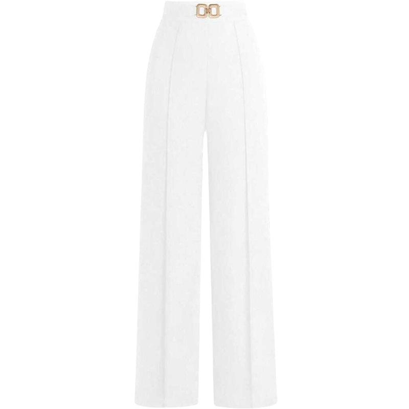 Women's High Waist Wide Leg Pants with Drawstring Waist and Pleats Multi Colors
