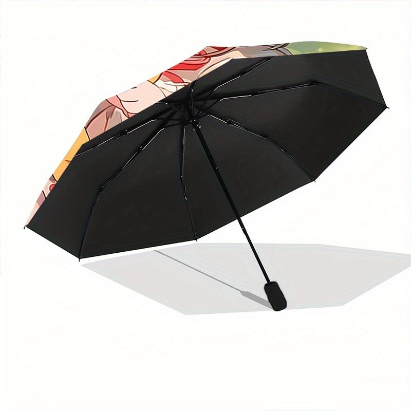 1pc Happy Cardcaptor Sakura Pattern Beautiful Looking Automatic Folding Umbrella, 3 Folding, 8 Iron Frame Design, Durable and Suitable for T