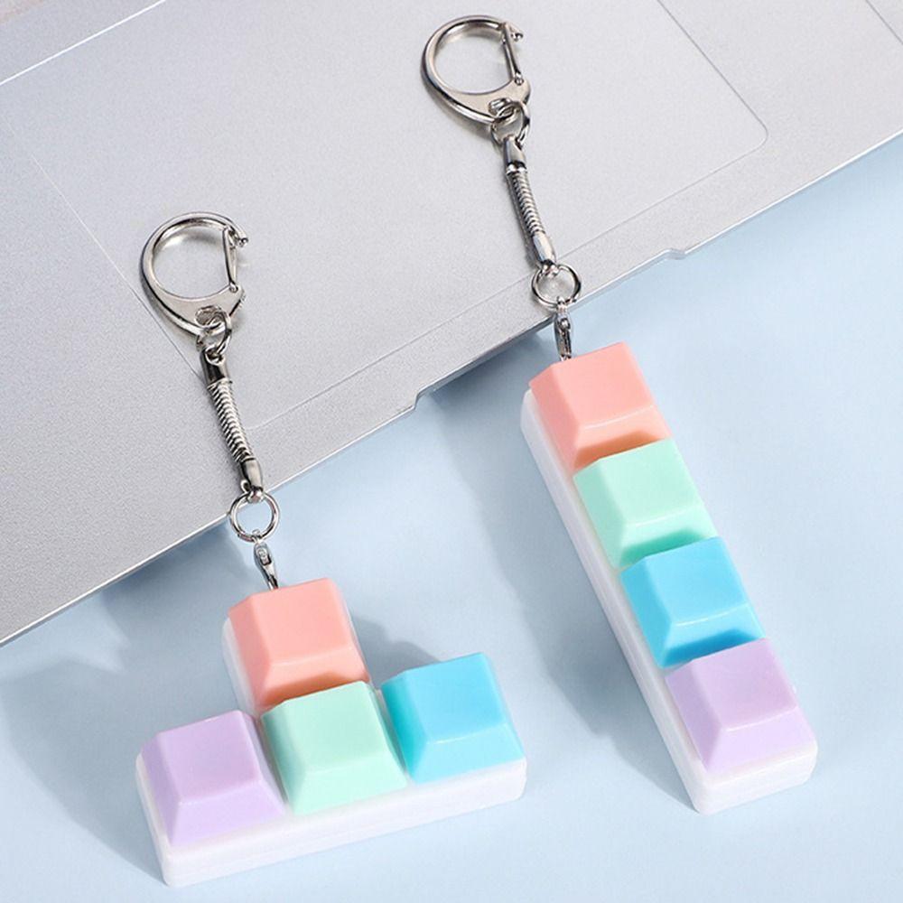 4 Keys Fidget Keychain Keycap Clicker Toy Pendant Creatve Pinch Toy  for Adult