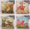 Vintage Floral Girl Pillowcase Decor Cute Cartoon Flower Elf Fairy Tale for Sofa Home Pillow Case Soft Plush Cushion Cover