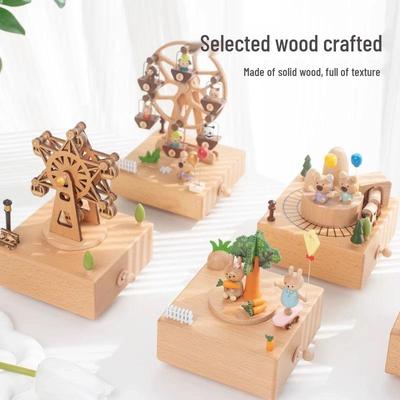 Hölzerne Karussell-Handkurbel-Spieluhr: DIY Kinderspielzeug & Geburtstagsgeschenk-Schmuck