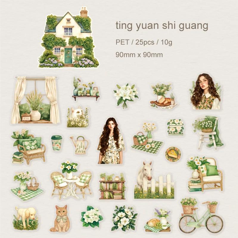 JIANWU Warm Sunshine Series Vintage Plant Flower Character Landscape Material Collage PET Sticker Creative Journal Stationery