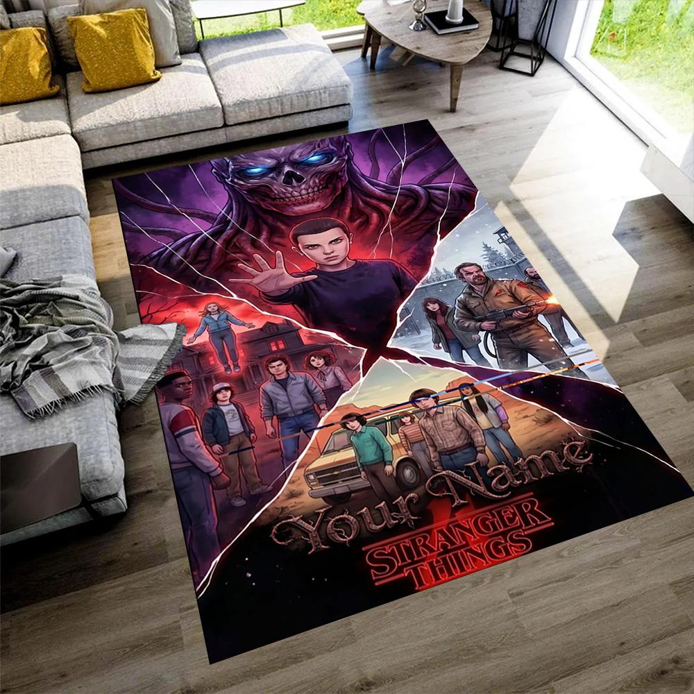 Stranger Things Customize Your Name Area Rug Perfect for Playrooms Decorate room Hallway Balcony Anti-slip Rug Anime Office Decor