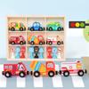 Children's wooden car ambulance fire police carriages mounted track Thomas magnetic road signs model toys set birthday gift