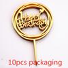 10 Pcs Rose Gold Happy Birthday Cake Topper Silver black Simple Design Acrylic Cake Toppers Baby Shower Party Dessert Decoration