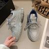 Women's Mesh Breathable Sports Shoes Spring New Thick Soled Lace Up Casual Shoes Fashionable and Lightweight Sports Shoes