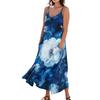 Women's Casual Tie-Dye Floral Print Sleeveless Pocket Dress