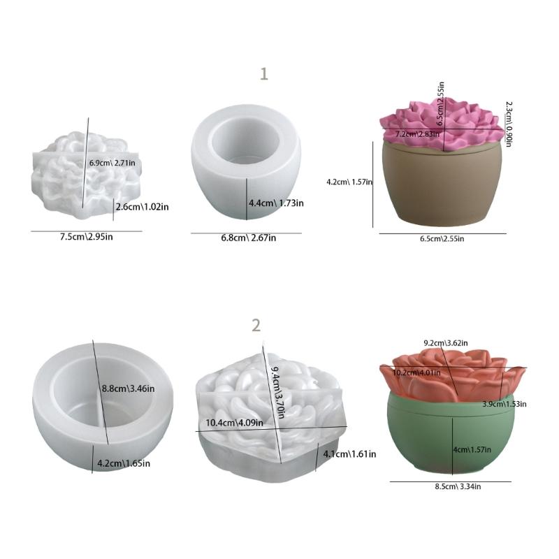 Flower Silicone Mold For Handmade Candle Cup Storage Jar Crafting Projects Flexible Reusable Succulent Planter Mould