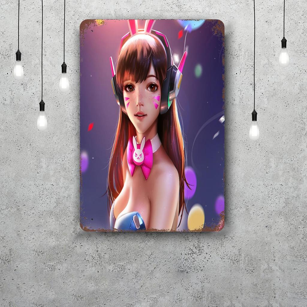 dva overwatch Funny Bar Metal Sign Retro Plaque Vintage Sign Alcohol Drinker Pub Club Man Cave Kitchen Wall Decoration