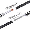 LINMANDA Gel Nail Brush Stainless Steel Dual-Ended Nail Art Brushes 2 In 1 Design Flat Gel Nail Art Slice Builder Gel Brush Tool