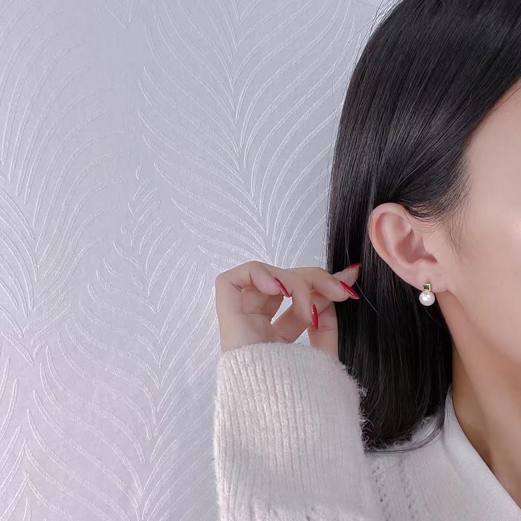 Wedding Natural Freshwater White Pearl Earrings Bridal Round Pearl Earrings Fine Jewelry Wife Mother Party Gift