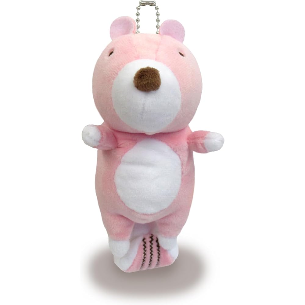 Morisaka Global Mochi Shimalisukun Mini Plush Toy Pink 6x6x13cm with Ball Chain Mochi Series