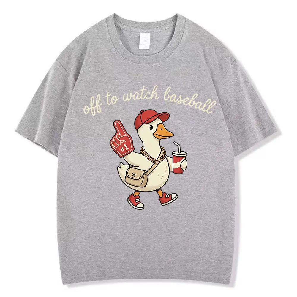 

Off To Watch Baseball Funny Silly Goose Tshirt Unisex Women Hiphop Tshirts Shortsleeved Loose Cotton Fashion Oversized Tshirts 4XL