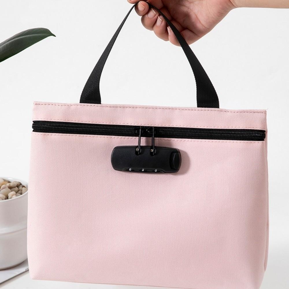 Combination Lock Bill Money Bag with Lock Zip Closure Security Document Bag Home