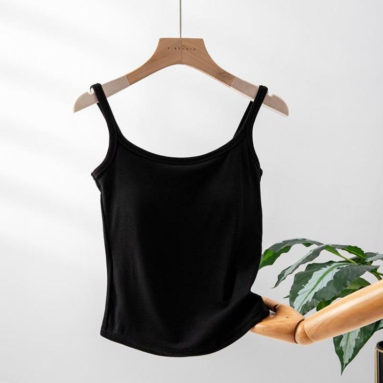 Women Suspender Vest Slimming Inner Top High Elasticity Chest Pads American Style Outer Wear