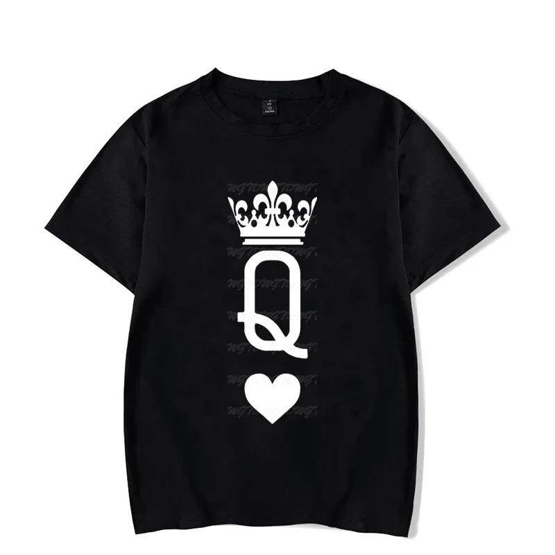 Queen Crown Couple Matching Tshirt Unisex Women Valentine Lovers Shirt Fashon Trend Wife Husband Tee Harajuku Couple Unisex T Shirt