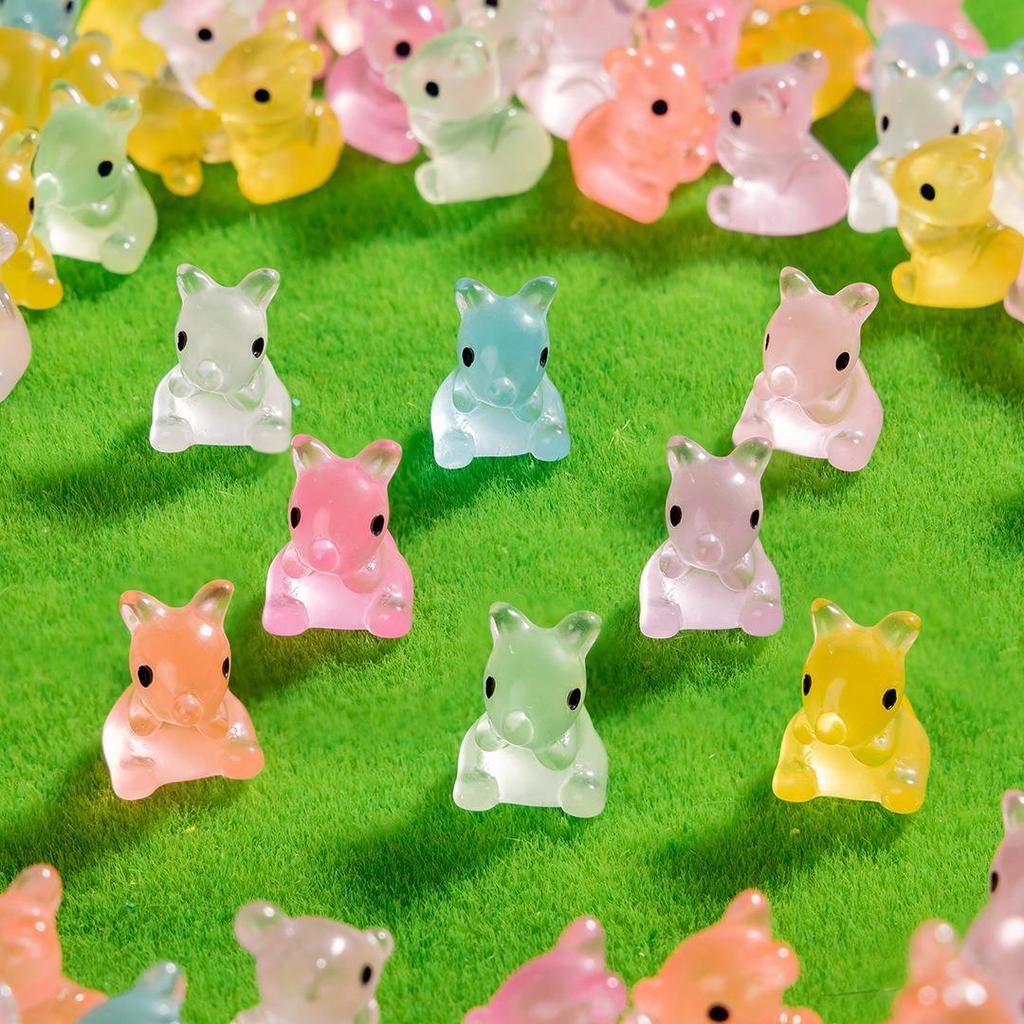 Miniature Luminous Resin Animal Ornaments: Cartoon Desktop & Car Decorations