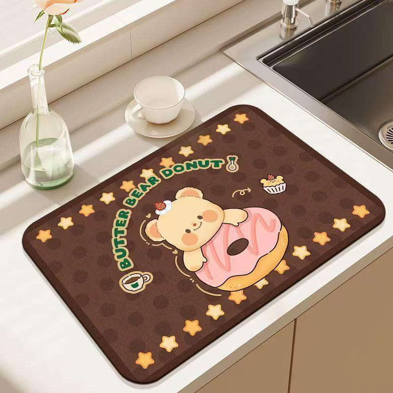 Cartoon Bear Water-Absorbing Anti-Slip Kitchen Mat 30*40 [Diatom Mud Upgrade]