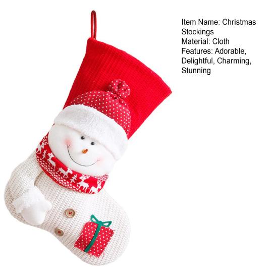 Christmas Stockings 19 Inch Large 3D Santa Claus/Snowman Knit Stockings Fireplace Hanging Gift Bag
