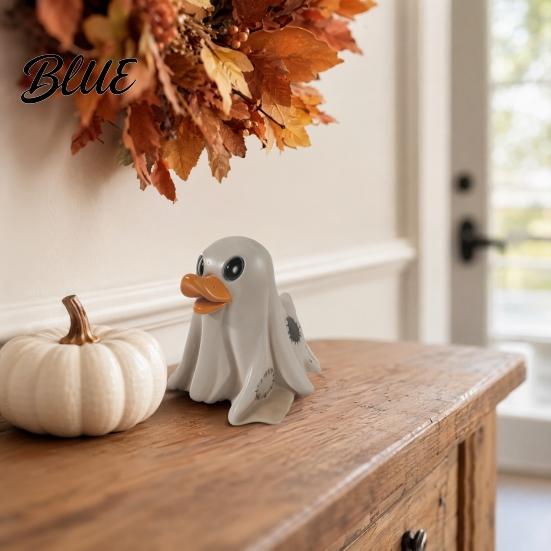 Halloween Decoration Resin Rubber Duck Cute Decor with Big Eyes & Orange Beak Party Duck Fade-Resistant for Indoor Outdoor Desktop Garden